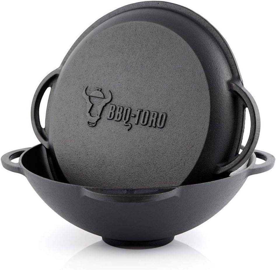 BBQ-Toro Gusseisen Kazan mit Kazan Ofen Ø 44 cm | 19 L Gusstopf mit Deckel, Gusseisentopf | Gulaschkessel, Feuerkessel, Outdoor Ofen | Feuer-Ofen, Eintopfofen, Feuerstelle, Außenküche, Utschak19.95€