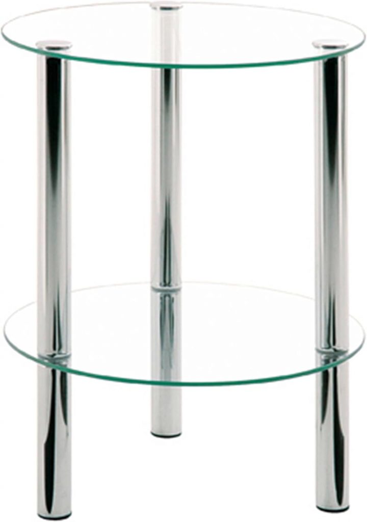 HAKU Möbel Beistelltisch Chrom, Metall, Sicherheitsglas – Maße: H 47 cm x Ø 35 cm, Style: Modern