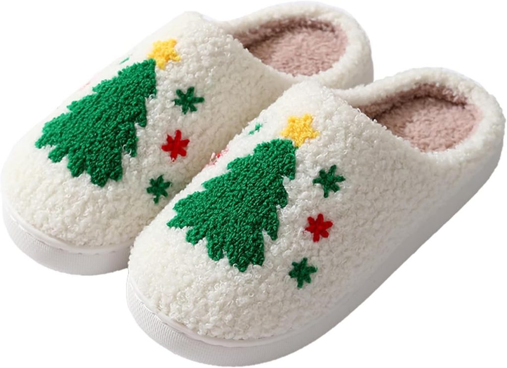 Unisex Weihnachtshausschuhe, Niedliche kuschelig warme weiche Schlupfpantoffeln für Kinder für drinnen & draußen…