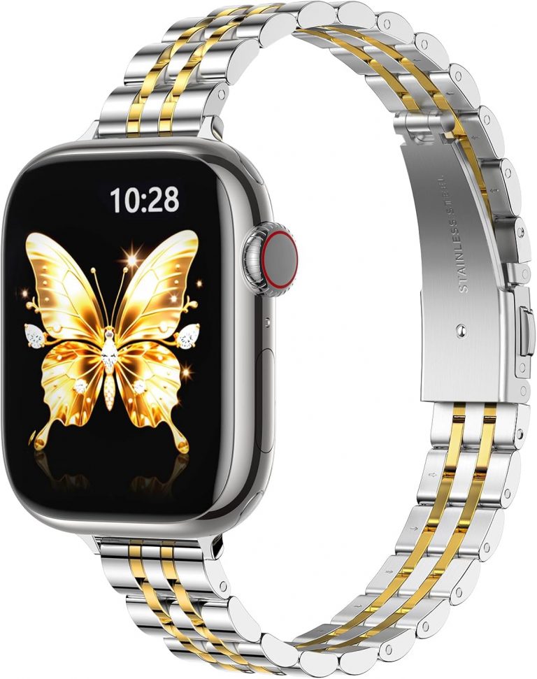 GEARYOU Slim Metall Armband Kompatibel mit Apple Watch Armband 40mm 41mm 42mm(Series 11/10) 38mm,Edelstahl Schlank Ersatzarmbänder für SE iwatch Series 11 10 9 8 7 6 5 4 3 2 1, Damen(Silber/Gold)11,99€ statt 19,99€➡️ https://www.amazon.de/dp/B0FN3WQL55/?tag=preisfehlerheute-21