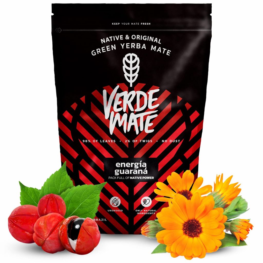 Verde Mate Green Energia Guarana 0,5 kg Anregende fruchtige Yerba Mate mit Guarana 500 g Mildes Aroma Natürliches Koffein Yerba Mate Tee aus Brasilien 500 g
