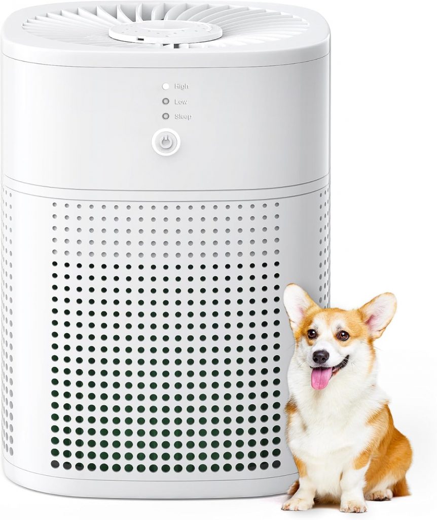 MERONTE Luftreiniger Allergiker mit Aromatherapie, Air Purifier für Raucherzimmer, Luftreiniger mit HEPA Luftfilter gegen 99,97% Prozent Schimmel Staub Pollen Tierhaare, 24dB, Weiß, 1 Pack+3 Modi
