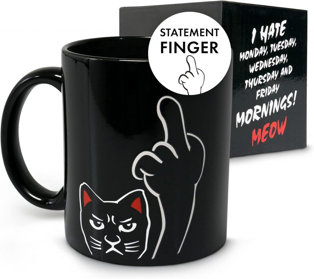 🤴 ANGRY CAT Tasse mit Thermoeffekt – lustige Kaffeetassen & Becher – Tasse mit Spruch – Keramik Becher mit wechselndem Motiv 340ml – Magic Cup, Kaffeebecher, Geschenk, Tassen mit Sprüchen