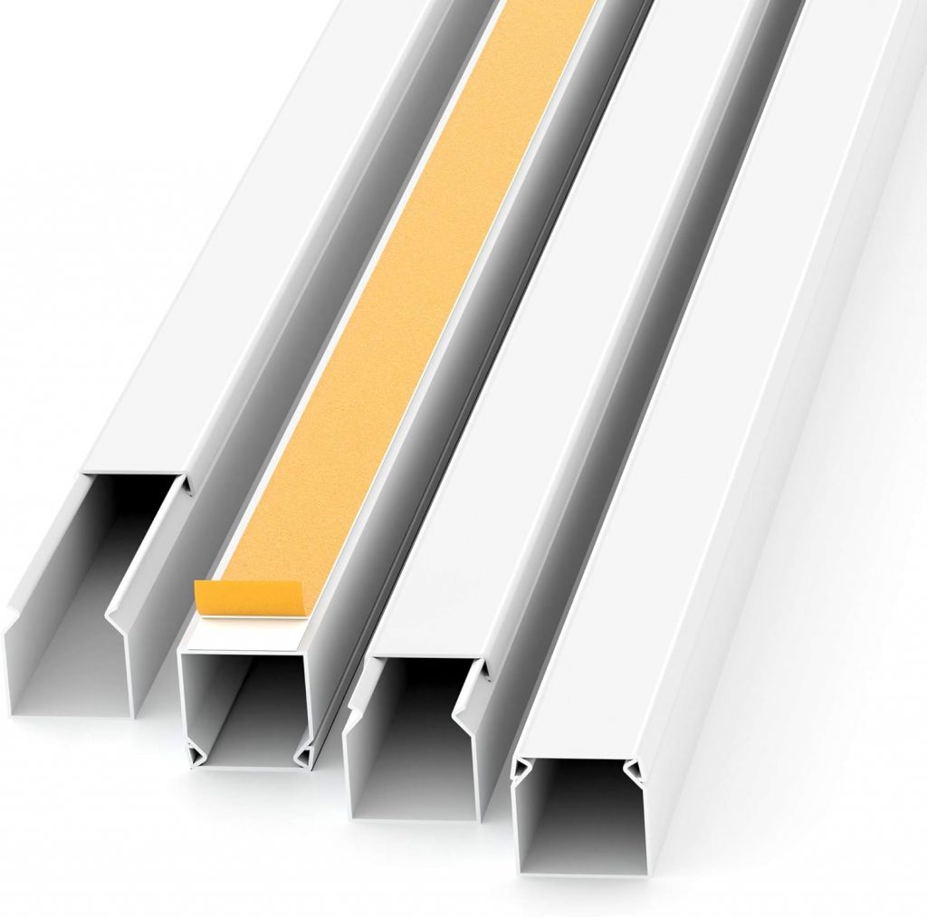 Kabelkanal Selbstklebend Weiss 1m (10 Stk. – 12x12mm klein) – 10m Kabelkanäle mit Schaumklebeband fertig für Montage an der Wand – 12x12mm
