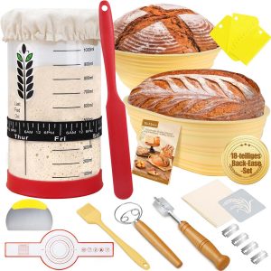 BakeEase Sauerteig-Set für Anfänger, 1200ml Sauerteigglas, 2 Gärkörbchen aus Silikon, Thermometer, Fütterungstracker, Sauerteigrezept, Dutch Oven Sling, Schaber, 18-teiliges Sauerteig-Starter-Set9.99€ ➡️ https://www.amazon.de/dp/B0F13JS1BB/?tag=preisfehlerheute-21