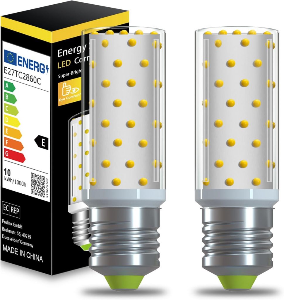 XIMNCHNI E27 LED Lampe 12W Entspricht zu 100W-130W Halogen, 3000K Warmweiß, 1200LM E27 LED Mais Glühbirne, Nicht dimmbar, Edisongewinde und Energiesparlampen, 2er Set