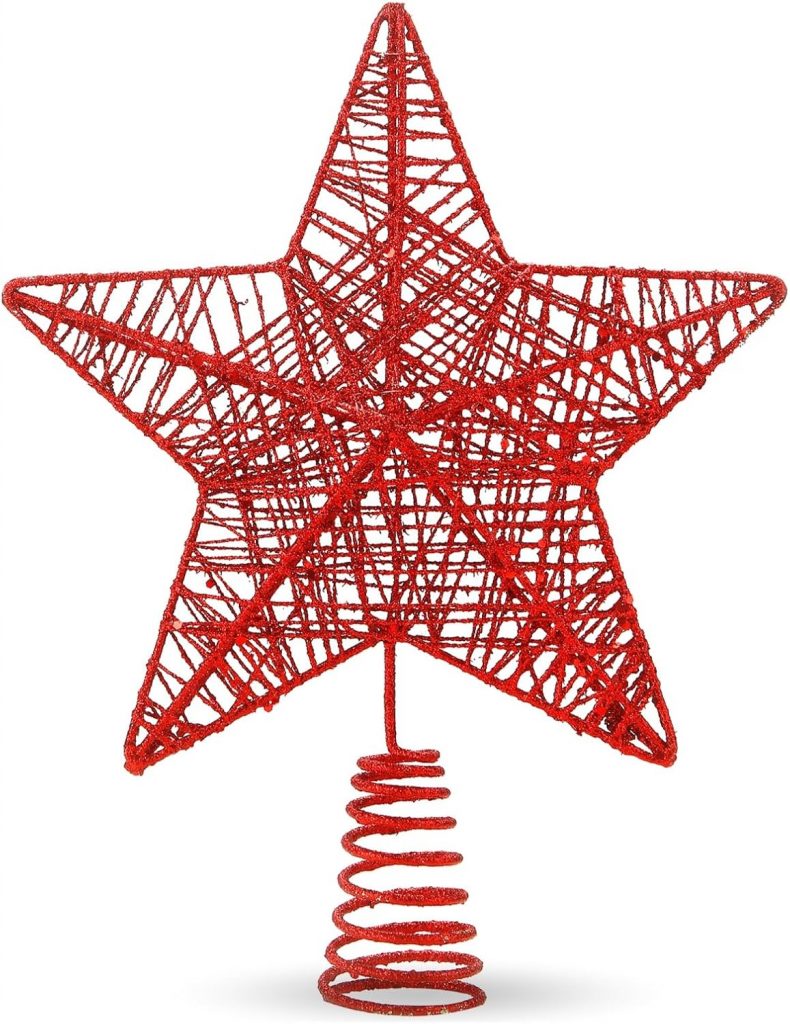 Christbaumspitze Stern – Baumspitze & Tannenbaum Aufstecker für Tannenbaum & Weihnachtsbaum zu Weihnachten (rot)