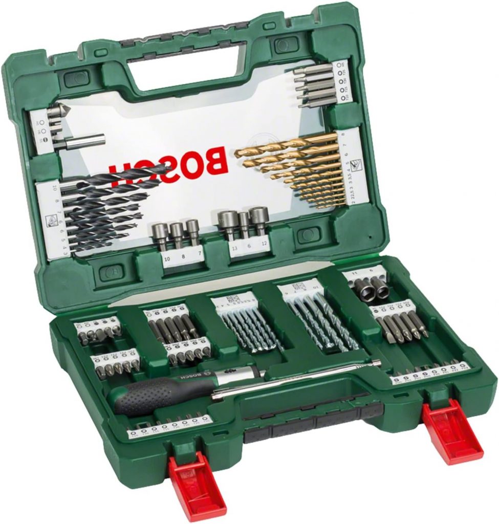 🤴 Bosch 91tlg. Titanium-Bohrer- und Bit Set V-Line (f&uuml;r Holz, Stein und Metall, inkl. Ratschen-Schraubendreher und Magnetstab, Zubeh&ouml;r Bohr- und Schraubwerkzeuge)