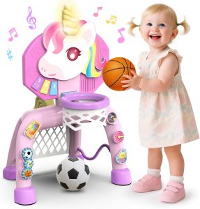 POPERFUN Basketballkorb Kinder & Fussballtore für Garten Kinder 1-3 Jahren, Einhorn Geschenke für Mädchen 12-36 Monate, Basketballkorb Indoor mit Lichtern Sound Musik, Weihnachts Geburtstagsgeschenke29,99€ statt 99,99€➡️ https://www.amazon.de/dp/B0FKTD3H9M/?tag=preisfehlerheute-21