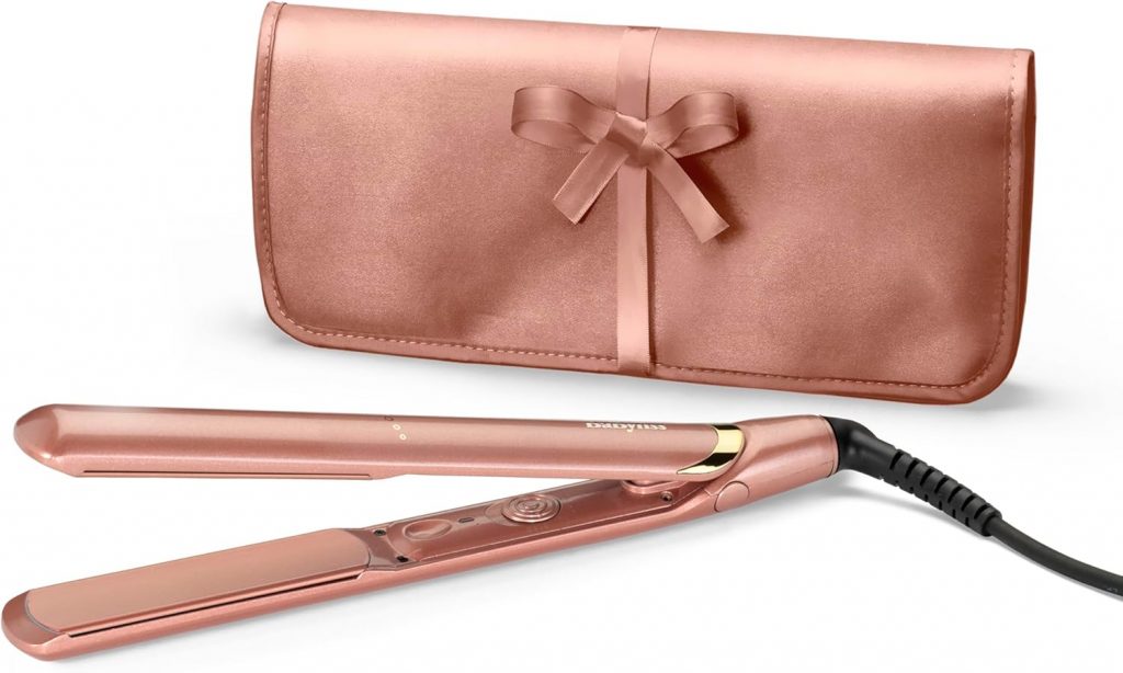 🤴 BaByliss Rose Gold Glätteisen – Keramikplatten für glattes Styling, Universalspannung für weltweiten Einsatz, ultra-schnelles Aufheizen in 15 Sekunden, 3 Temperatureinstellungen bis zu 235°C, 2598PE