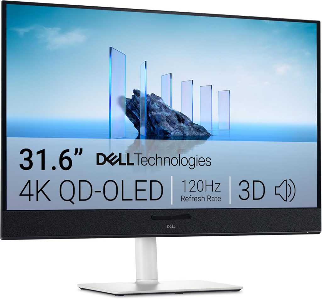 Dell 32 Plus Monitor – S3225QC, 4K UHD (3840×2160), 120Hz, QD OLED, 0.03ms, AMD FreeSync Premium Pro, HDR True Black 400, Dolby Vision, Eingebaute Lautsprecher, 3 USB-C, HDMI, 3 Jahre Garantie