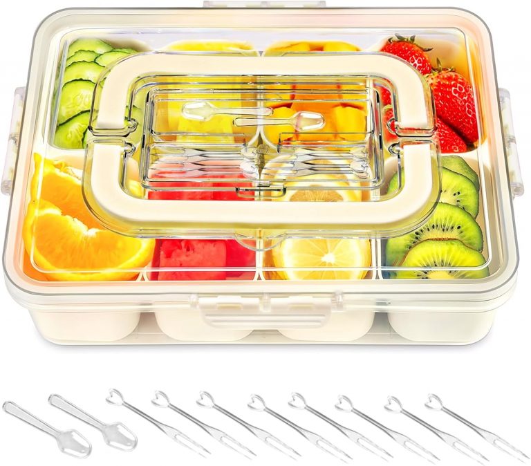 EOPUOZS Snackbox mit 8 Fächern, Snackteller mit Deckel und Griff, Tragbar Snackbox Organizer für Snacks Süßigkeiten Nüsse Obst Veggie Gewürze, für Party Picknick Trips5.99€ ➡️ https://www.amazon.de/dp/B0FC693ZYS/?tag=preisfehlerheute-21