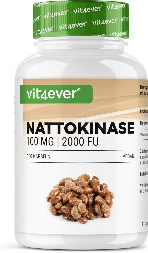 vit4ever Nattokinase - 180 Kapseln mit je 100 mg (20.000 FU/g) - 6 Monatsvorrat - Laborgeprüft - Hochdosiert - Vegan - Aus GMO-freien Soja - Ohne unerwünschte Zusätze16,99€ statt 19,99€➡️ https://www.amazon.de/dp/B07P8JP5QM/?tag=preisfehlerheute-21
