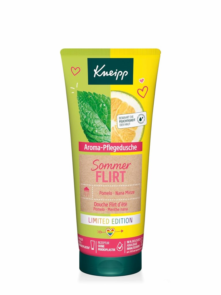 🤴 Kneipp Aroma-Pflegedusche Sommerflirt – Limited Edition Duschgel mit Extrakten aus Pomelo & Nana Minze – Die pflanzliche Pflegeformel verbessert das Hautgefühl während & nach dem Duschen – 200ml