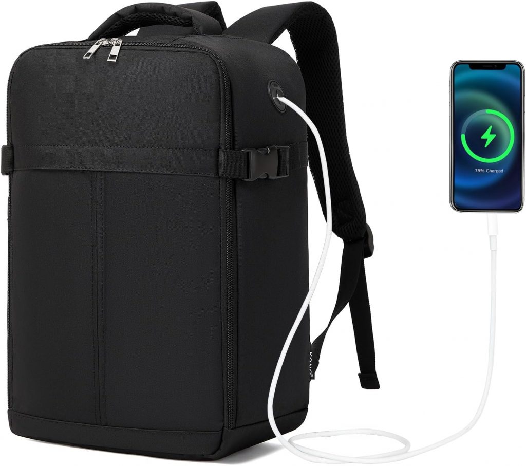 👑 KONO Ryanair Handgepäck Rucksack 40x17x25cm, Wasserdichter Laptoprucksack für 15,6-Zoll-Laptops, 16L Reiserucksack Handgepäck Flugzeug Schulrucksack für Damen Herren