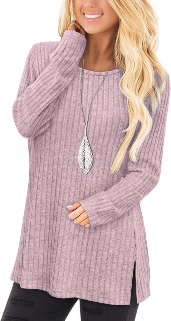 Jescakoo Damen Pullover Herbst Rundhals Langarmshirt Leichtes Oversize Sweatshirt Elegant Winter Strickpullover…
