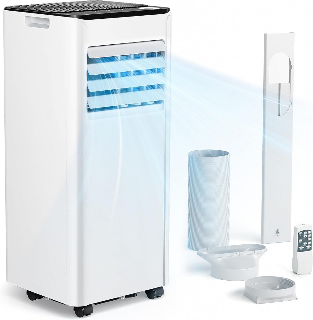 Mobile Klimaanlage 9000 BTU mit Abluftschlauch 4-in-1 Mobiles Klimagerät Leiser Betrieb