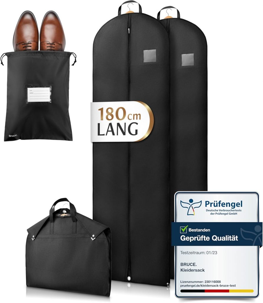Bruce.® 2x Kleidersack Lang 180×60 cm inkl. 1x Schuhbeutel – Extra langer Kleidersack für Brautkleid, Ballkleid & Abendrobe – 120 GSM Materialstärke – Atmungsaktive Hülle für Schutz & Lagerung24,64€ statt 34,99€➡️ https://www.amazon.de/dp/B0CQKGT728/?tag=preisfehlerheute-21
