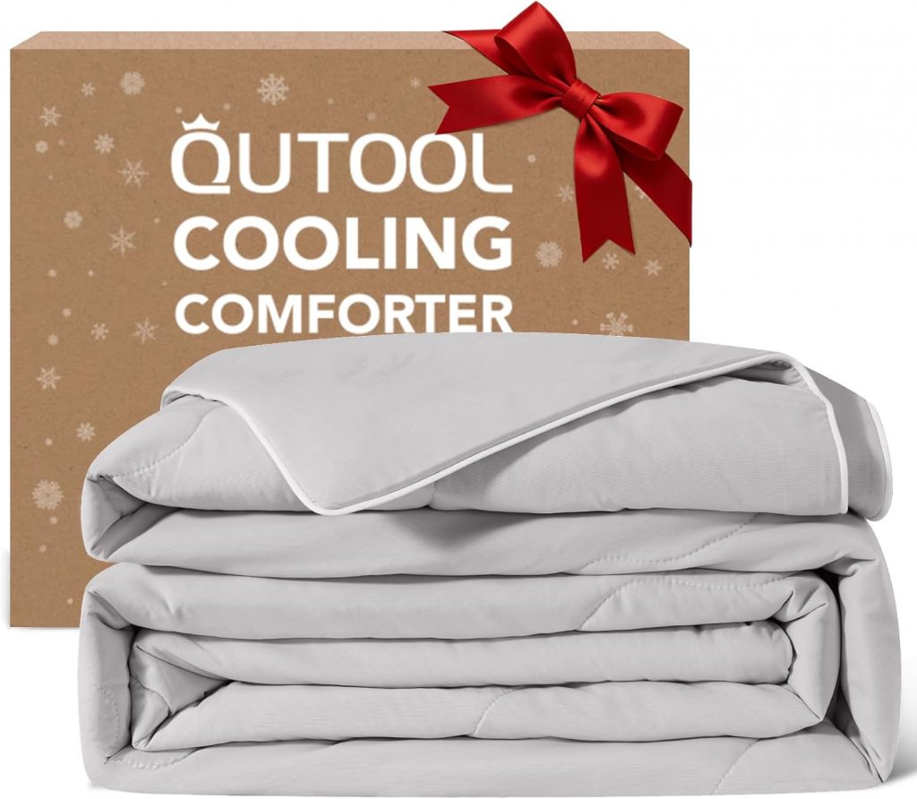 Qutool Sommerkühldecke Doppelseitig – Leichte Selbstkühlende kühlende Decke mit Arc-Chill, Atmungsaktive Sommerdecke für Heiße Schläfer, 228x228cm Grau