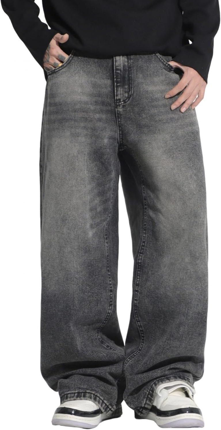 Zewool Herren Hip Hop Baggy Jeans Weite Beinform Skater Lässige Lockere Denim-Hosen Y2K Skateboard Streetwear Gerade Entspannte Passform Y2K Bewegungsfreiheit Skateboard,D10 Grau,XL32,29€ statt 37,99€➡️ https://www.amazon.de/dp/B0FCFRKMS3/?tag=preisfehlerheute-21