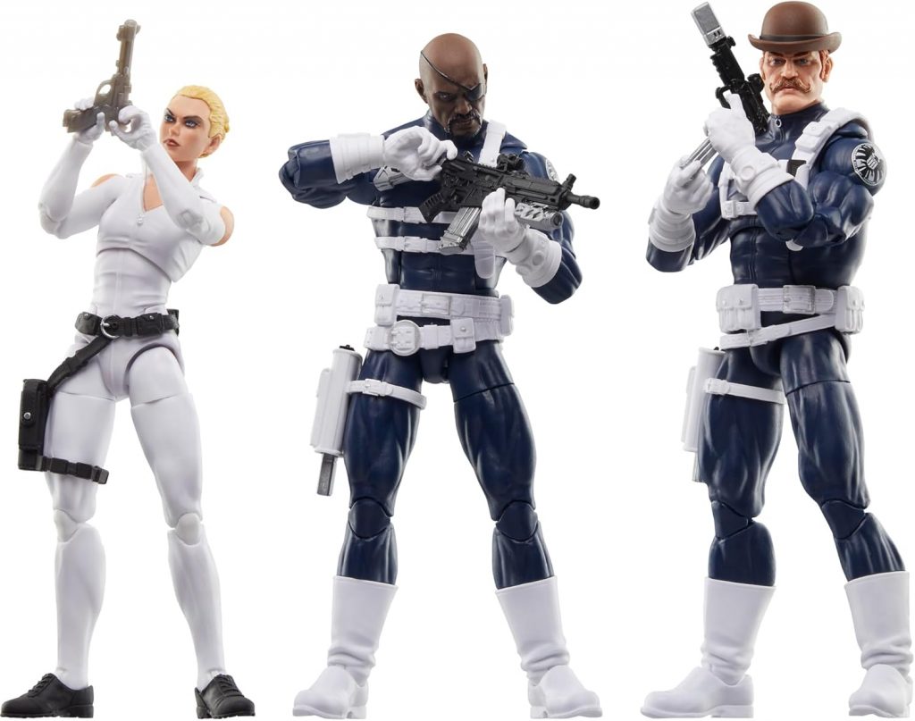Hasbro Marvel Legends Series S.H.I.E.L.D. Nick Fury Jr., Sharon Carter und Dum Dum Dugan Action-Figuren