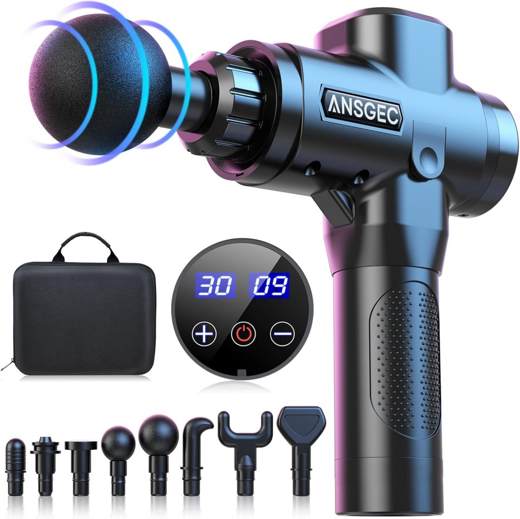 Massagepistole, ANSGEC Massage Gun Massagegerät Leistungsstarke Tiefengewebe 30 Geschwindigkeiten Massage Pistole…