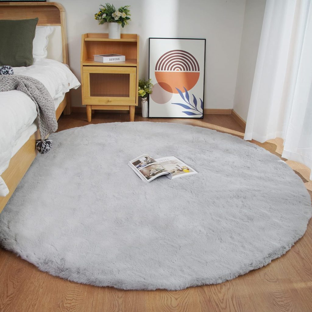 Ghouse Teppich Rund 150&times;150 cm Rosa Flauschig Weich Wohnzimmer Schlafzimmer Dekoration rutschfest Kurzflor Teppich Waschbarer Carpet🔥