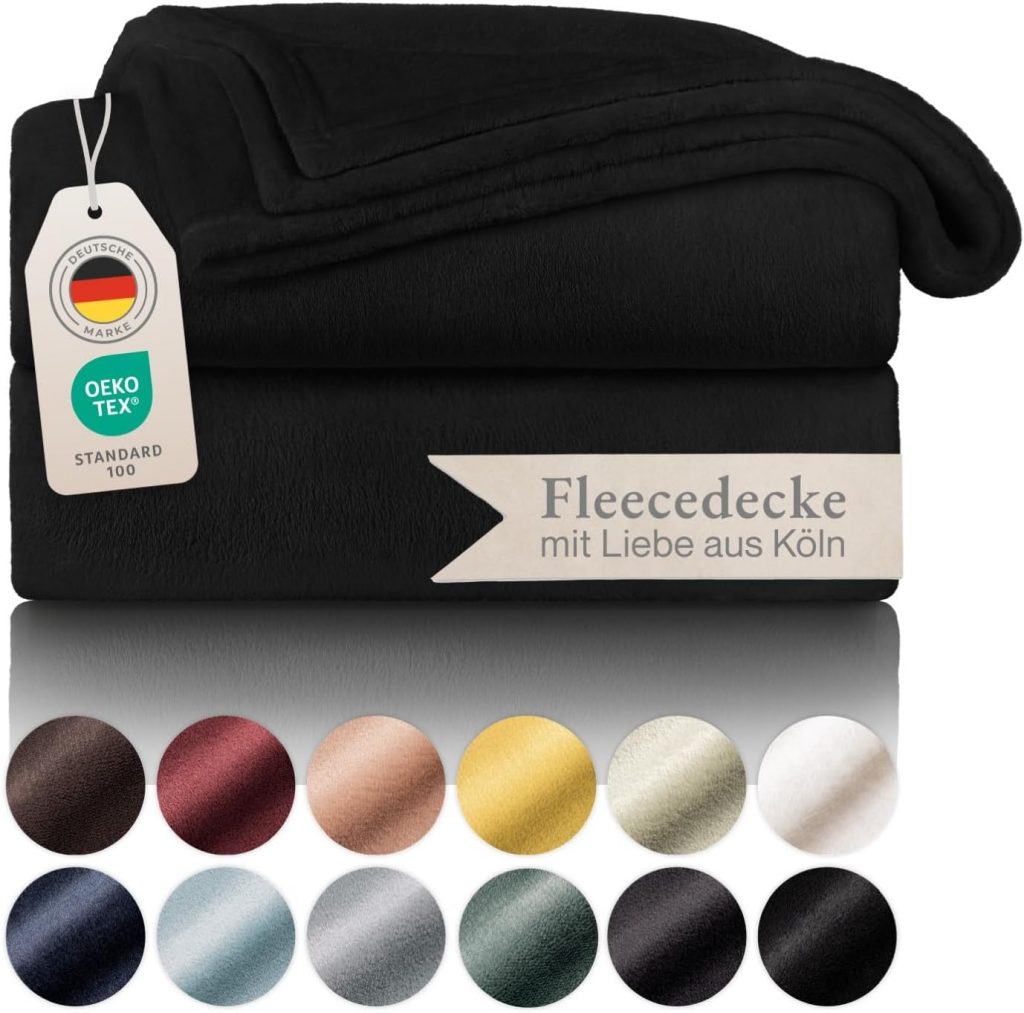 Blumtal Kuscheldecke flauschig – Oeko-TEX zertifizierte Fleecedecke 220×240 cm – Wohndecke 220×240 cm – Schwarze Decke – Wohn- & Kuscheldecke – Wohndecke Kuscheldecke – Fleecedecke Schwarz