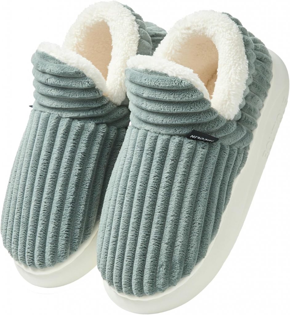 Hausschuhe Damen Winter Wärme Pantoffeln Herren With Memory Foam Kordsamt Voll Plüsch Weiche Geschlossen Baumwolleschuhe Antirutsch Bequeme Outdoor/Indoor