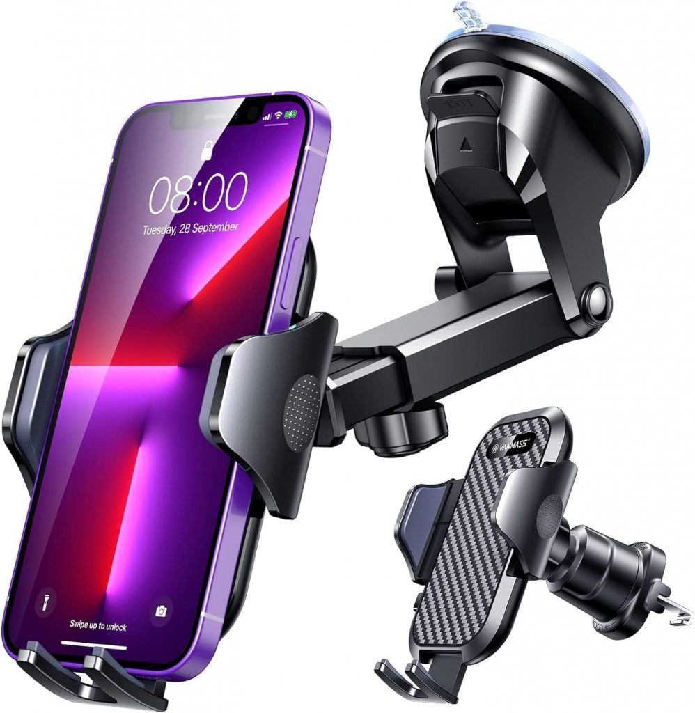 🤴 VANMASS 2025【Milit&auml;r-Klasse 】Handyhalterung Auto Upgrade【St&auml;rkste Saugnapf & L&uuml;ftungshaken】4 in 1 Handy Halterung Auto 360&deg; Drehbar Handyhalter Auto auf Armaturenbrett Scheibe f&uuml;r iPhone Samsung usw