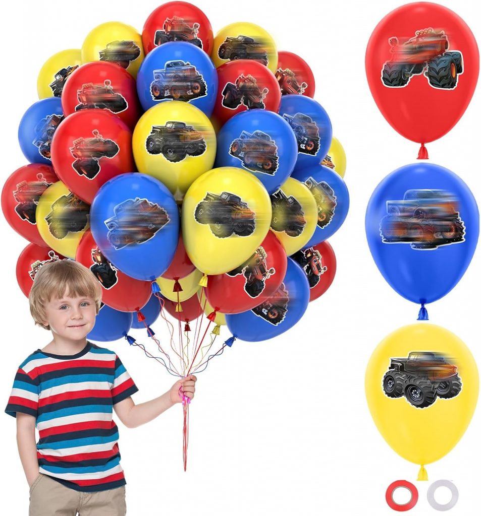 Luftballon Geburtstag Deko, 42 Stück Truck Latexballons Cartoon Themed Kindergeburtstag Deko Luftballon Geburtstagsdeko Party Supplies für Jungen Mädchen Luftballon Party Deko Geburtstag
