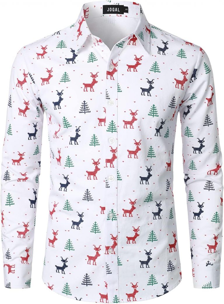 JOGAL Herren Funky Christmas Print Weihnachtsmann Hemd Langarm Button Up Freizeithemd Weiß Mittel26,59€ statt 32,99€➡️ https://www.amazon.de/dp/B0B9H2QN7T/?tag=preisfehlerheute-21
