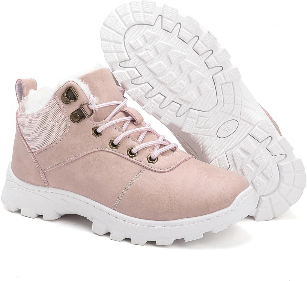 ricema Winterschuhe Herren Damen Winterstiefel Warm Gefüttert Schneestiefel Leicht Wasserdicht Wanderschuhe Trekkingschuhe Rutschfest Stiefel Unisex Boots,Rosa 37 EU