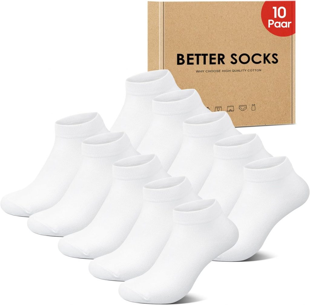 🤴 6/10 Paar Sneaker Socken Herren Damen, Baumwolle Kurze Sportsocken Laufsocken Anti Schweiß Atmungsaktive Quarter Socks