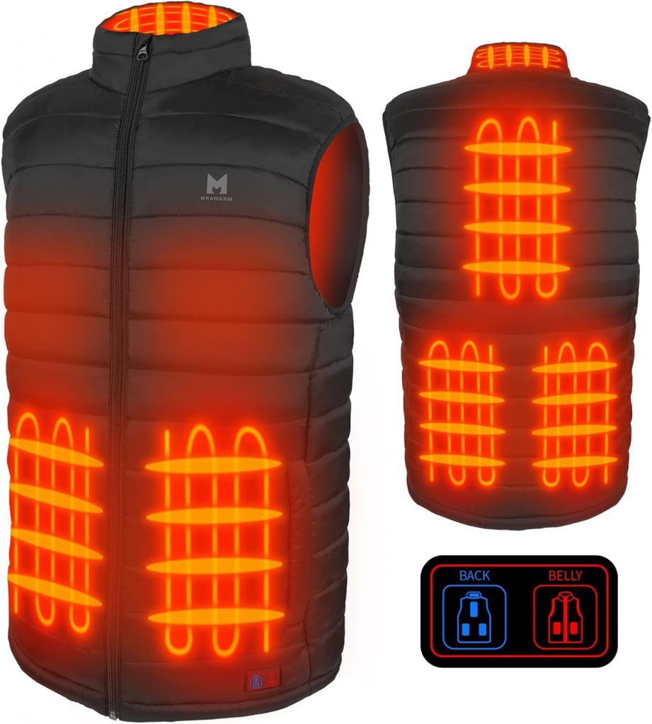 🤴 Beheizbare Weste, Heizweste für Herren Damen, 6-Heizzone, 3-Temperatur-Niveau Leichte Beheizte Weste für Outdoor-Wintersport
