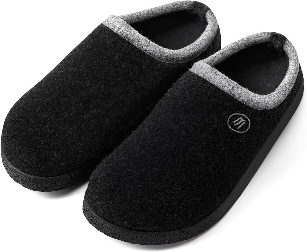 RUYI Filzpantoffeln Damen Herren Hausschuhe Winter Slipper Warme Filz Pantoffeln mit Fußgewölbeunterstützung & Rutschfeste Sohle für Drinnen und Draussen
