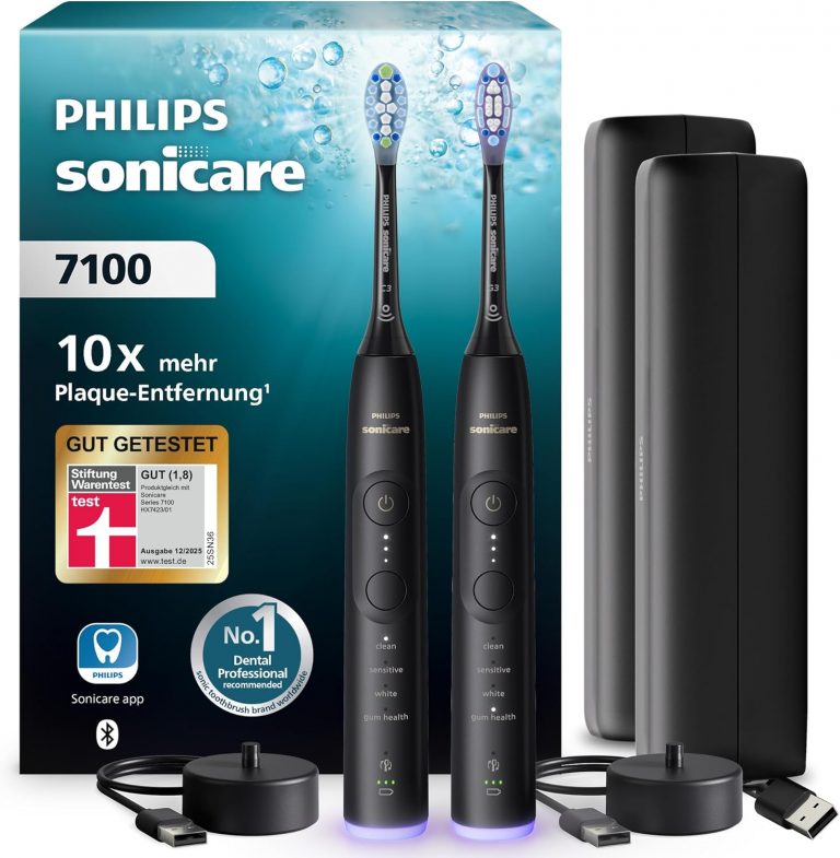 🤴 Philips Sonicare 7100 elektrische Zahnbürste, Schallzahnbürste mit App, 4 Putzmodi, 3 Intensitätsstufen, Andruckkontrolle, EasyStart, SmarTimer, Schwarz, 2er-Pack, Modell HX7429/03 [Neue Technologie]164,99€ statt 248,99€ - 34,00 % 🔥🚚 Verkauft durch Amazon und Versand durch Amazon1,648 Bewertungen: 4.2 / 5.0 ⭐️⭐️⭐️⭐️🛒 zu Amazon https://www.amazon.de/dp/B0DCGHKMNL/?amp%3Btag=preisfehlerheute-21&amp%3Bth=1&amp%3Bpsc=1&tag=preisfehlerheute-21