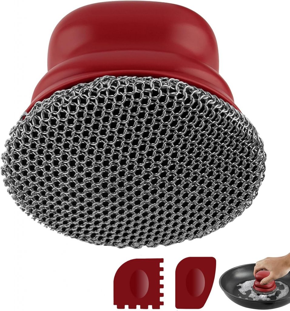 Schrubber für Gusseisenpfanne, Topfreiniger mit 2 Schabern, Kettenbürste für Geschirr, Töpfe, Pfannen, Grillplatten, Grills (Rot, kleines Kettenhemd)13,99€ statt 17,99€➡️ https://www.amazon.de/dp/B0FJ7Z4QG5/?tag=preisfehlerheute-21