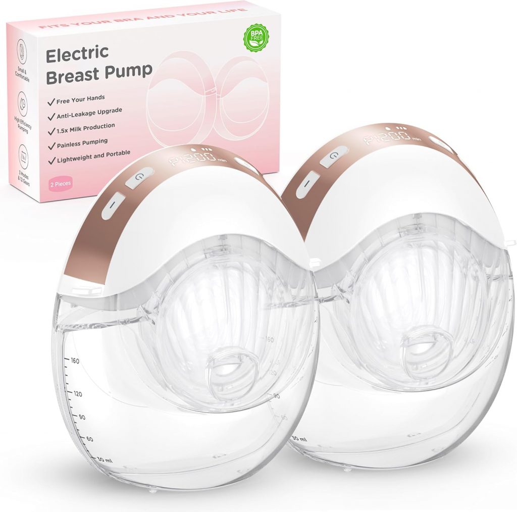 Milchpumpe Elektrisch Freihändig – Integrierte Elektrische Milchpumpe Tragbar für mehr Privatsphäre, Auslaufsicheres Upgrade, 3 Modi und 12 Stufen, mit 17/19/21/24mm Flansch, 2 Stück