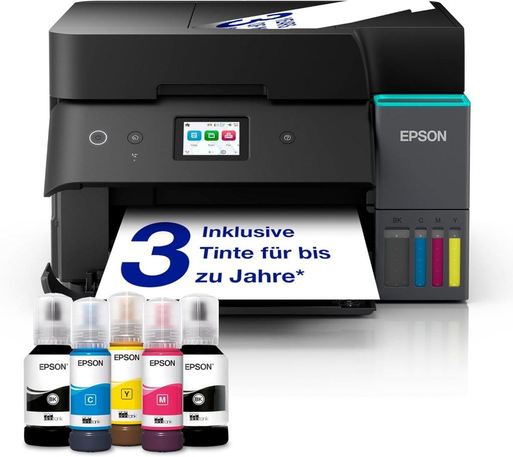 Epson EcoTank ET-4950 A4-Multifunktionsdrucker mit Wi-Fi & AirPrint Tintentank, automatischem Dokumenteneinzug, Duplexdruck, Scannen, Kopieren & Fax, bis zu 3 Jahre Tinte im Lieferumfang enthalten