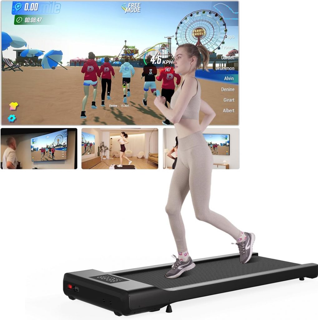 👑 Superun Walking Pad max 159 KG/136 KG, Laufband für Zuhause mit Trainingseinheit, Leise Laufband Schreibtisch mit App und Multiplayer-Rennstrecke