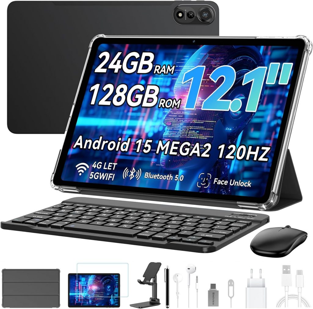 Blackview Mega2 Tablet 12 Zoll Android 15 Tablets, 24GB RAM+128GB ROM, 120HZ 2K FHD Gaming Tablet mit Tastatur Maus Stift Kopfhörer, 4G LTE+5G WiFi, 9000 mAh, WideVine L1, Dual Kamera, Face ID, GPS158.39€ statt 299.99€Code: D6VA3PUA (🛒 an der Kasse eingeben)➡️ https://www.amazon.de/dp/B0FV7HTBLZ/?tag=preisfehlerheute-21