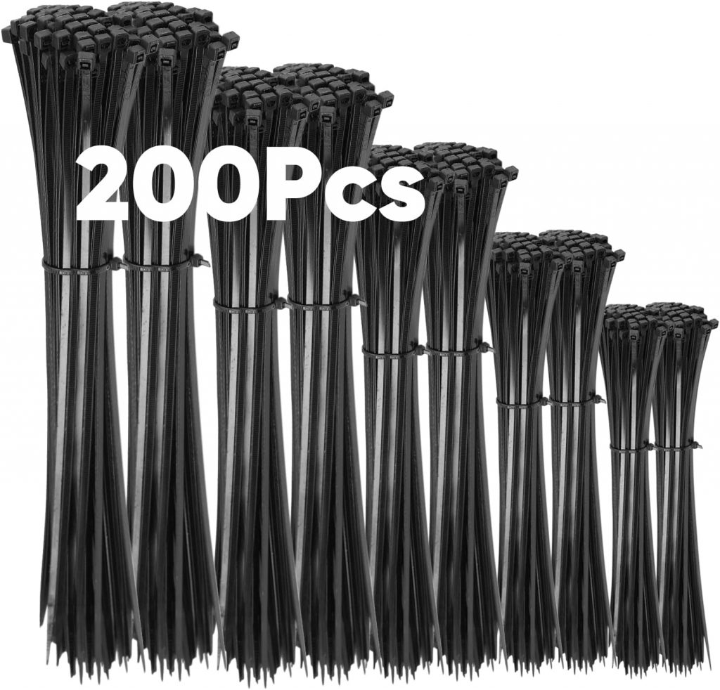 200 Stück Kabelbinder Schwarz Set,100/150/200/300 mm(je 50 Stück),Highwings Nylon Verschiedene Größen Super Haltbar Selbsthemmend Kabelbinder für Kabelmanagement,Gartenarbeit,Wohnen,Werkstätten6,99€