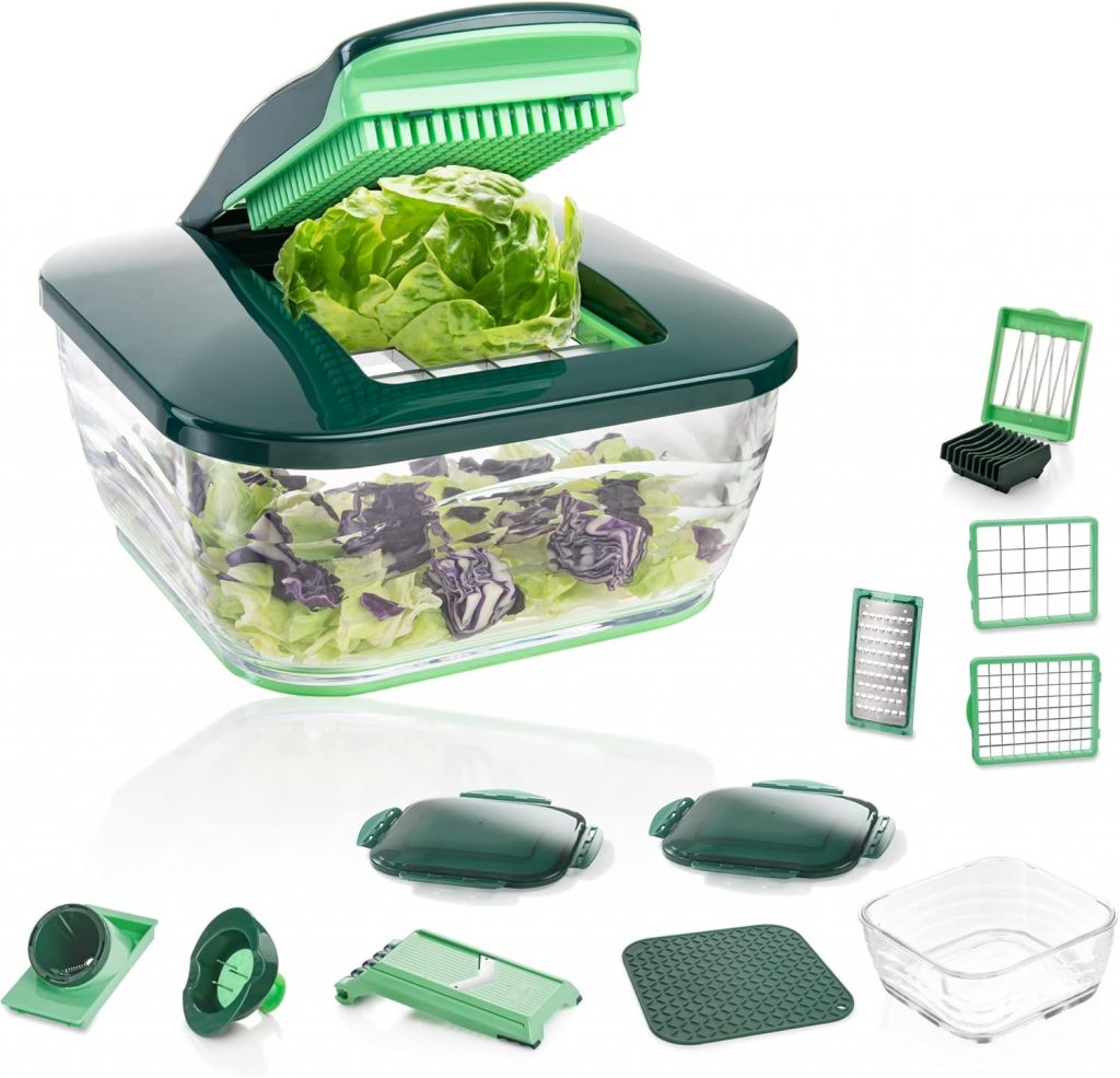 Genius Nicer Dicer Chef (18-teilig) Gemüseschneider mit Glasschüssel & Tomaten-Gemüse-Schneider aus dem TV…
