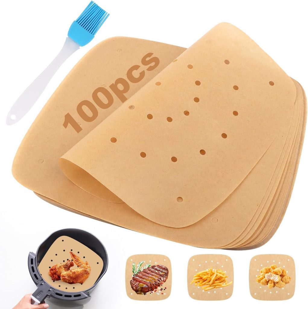 TNOMSNO Backpapier für Heißluftfritteuse, 100 Stück 23*23 cm Perforiertes und Antihaftbeschichtet Airfryer Backpapier, Heißluftfritteuse Backpapier für Heißluftfritteusen, Mikrowellen und Dampfgarer3.79€ ➡️ https://www.amazon.de/dp/B0D6RNRQ18/?tag=preisfehlerheute-21