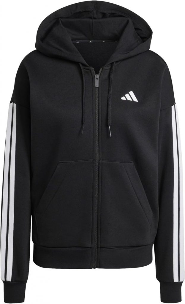 adidas Damen Essentials 3-Stripes Full-Zip Fleece Hoodie