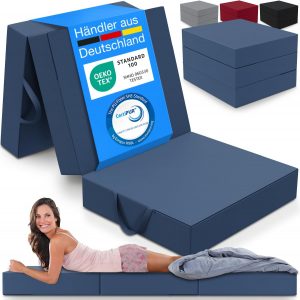 ELONEO Klappmatratze, Gästematratze, 3-teilige Faltmatratze, Schaumstoff extra dick (15cm), waschbar, Bandscheibenwürfel, klappbar, Faltbare Matratze, Erwachsene (Blau, 90 x 200 x 15 cm)76,51€ statt 99,99€➡️ https://www.amazon.de/dp/B0D9P2J6BS/?tag=preisfehlerheute-21