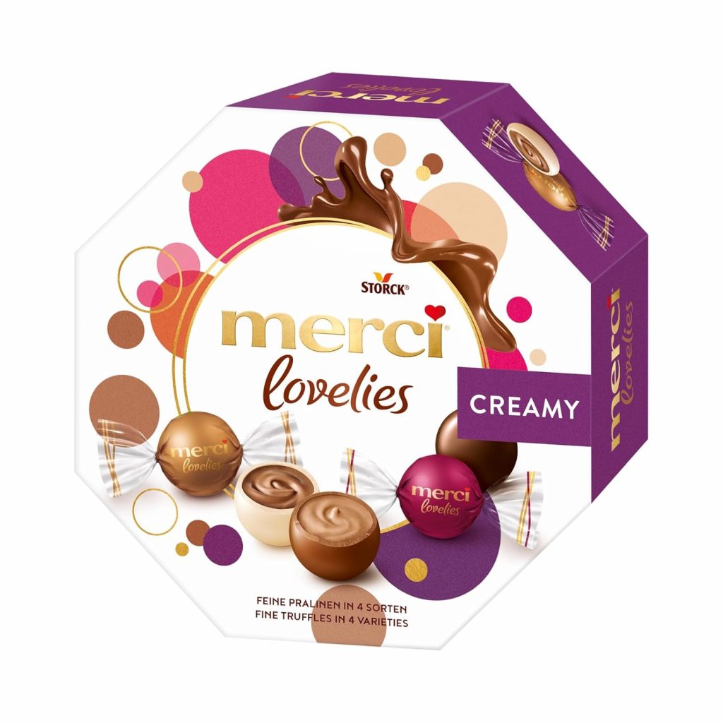 merci lovelies Creamy – 1 x 185 g – Pralinen-Schachtel mit 4 gefüllten Schokoladen-Spezialitäten – Schokokugeln zum Teilen & Verschenken3,49€ statt 6,99€➡️ https://www.amazon.de/dp/B09ZVQRSQH/?tag=preisfehlerheute-21