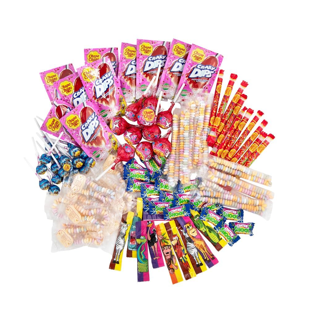 👑 Chupa Chups Teenager Süßigkeiten Mix, 100-teilig mit Lollis, Kaugummis und Bonbons von Center Shock und Chupa Chups, geeignet für Geburtstag und Weihnachten, 1000g
