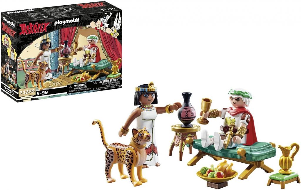 PLAYMOBIL Asterix 71270 Cäsar und Kleopatra, Leopard und eine Chaiselongue, Spielzeug für Kinder ab 5 Jahren